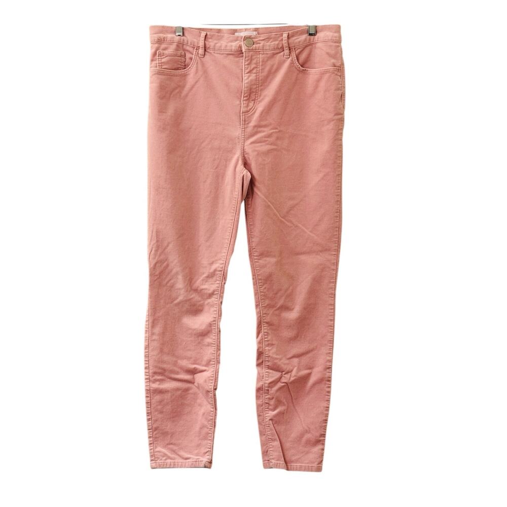 Ann Taylor LOFT Pink Corduroy High Waist Skinny Pants Size 12